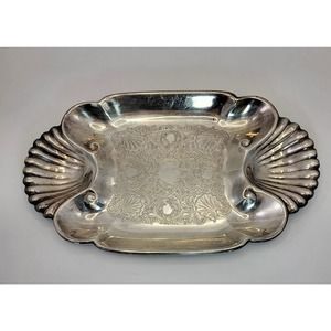 FB Rogers Silver Company 14 Inch Serving Tray Silver on Copper #1059 Art Deco